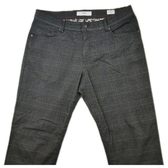 Brax Pants Mens 36x30 (tag 36x32) Gray Glen Plaid Cooper Fancy 5 Pocket Chino - Picture 4 of 16